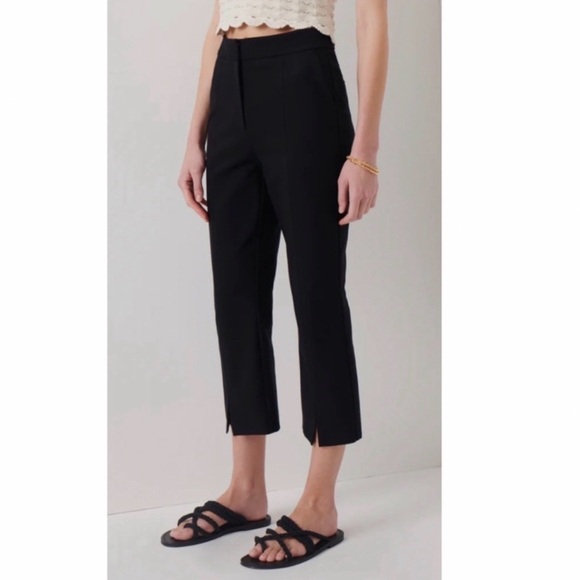 DEREK LAM 10 CROSBY Front Slit Crop Pants Black Size 6 Women’s - Picture 2 of 16